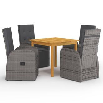 vidaXL Juego De Comedor Para Jard&iacute;n 5 Piezas Gris Vidaxl
