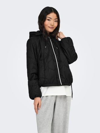 Only Steppjacke ONLY ONLMIKI HOOD QUILT JACKET CC OTW, Damen, Gr. XL, schwarz, Steppware, Obermaterial: 100% Nylon, unifarben, Po-bedeckend, Jacken Steppja