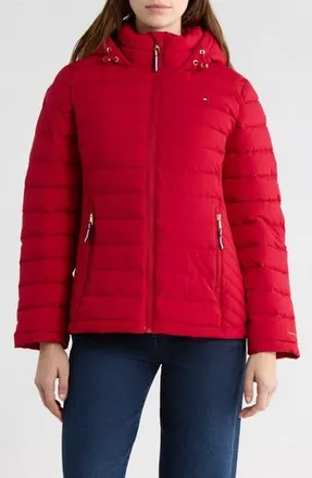 Tommy Hilfiger Stretch Water Resistant Quilted Jacket in Crimson at Nordstrom Rack, Size X-Large