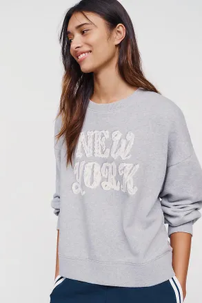 Maeve 100% Cotton Lace Graphic Sweatshirt