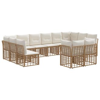 vidaXL Conjunto De Sof&aacute;s De Exterior Natural Y Crema Poli&eacute;ster Vidaxl