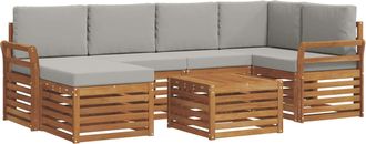 vidaXL Conjunto De Sof&aacute;s De Exterior 7 Uds. Gris Natural Y Claro Vidaxl