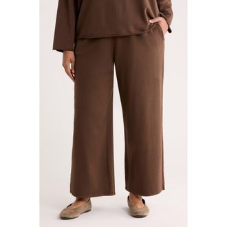 Eileen Fisher Garment Dyed Organic Cotton Terry Wide Leg Pants in Wren at Nordstrom, Size 1 X