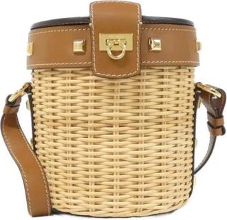 Ferragamo Pre-owned Bucket Bags, female, Brown, Size: ONE SIZE Pre-owned Leather Bucket Bag