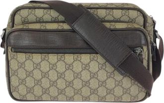 Gucci Pre-owned GG Supreme Canvas Leren Schoudertas - Dames - Vintage Schoudertas - Beige - ONE Size - Leer - Vintage
