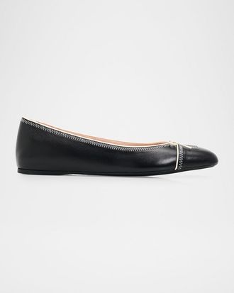 Valentino Garavani VLogo Signature Leather Ballerina Flats