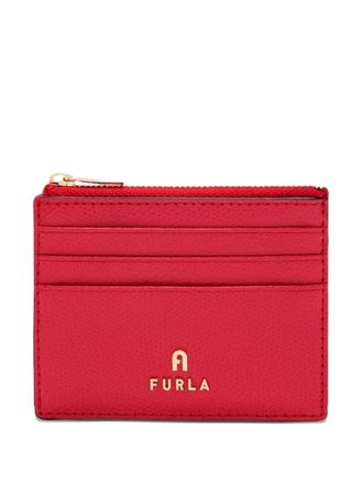 Furla small Camelia zip-top card holder - unisex - Calf Leather/Viscose - One Size - Red