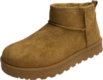 Generic Womens Faux Fur Lining Flatform Warm Comfy Mini Ankle Winter Boots (Camel, One Size, UK Footwear Size System, Adult, Women, Numeric, Medium, 6.5)