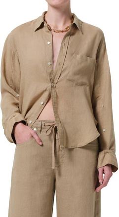 Citizens Of Humanity Kayla Button-Up Linen Shirt in Gobi at Nordstrom, Size Medium