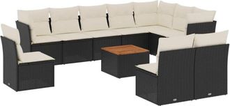 vidaXL Set De Sof&aacute;s De Jard&iacute;n 11 Pzas Y Cojines Rat&aacute;n Sint&eacute;tico Negro Vidaxl
