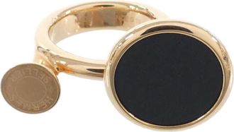 Herm&egrave;s Green Rose Gold Swift Leather Band Ring (Pre-Owned)