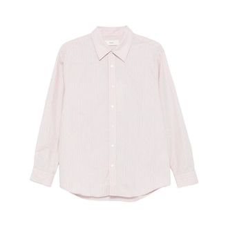 Dunst Shirts, female, Pink, S, Pink Pinstripe Polo Shirt Long Sleeves