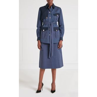 Temperley London Victory Shirt Jacket in Sea Blue at Nordstrom, Size Medium