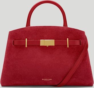 DeMellier The Small Hudson in Berry Red Suede Leather Crossbody bag