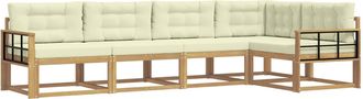 vidaXL Conjunto De Sof&aacute;s De Exterior 4 Uds. Blanco Y Crema Poli&eacute;ster Vidaxl