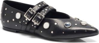 Free People Hall of Mirrors Pointed Toe Flat in Black Leather at Nordstrom, Size 7