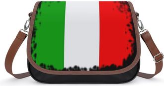Generic Vintage Italy Flag Crossbody Bag Womens Handbag PU Message Bags Shoulder Purse with Adjustable Strap