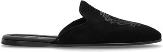 Dolce & Gabbana Suede Slides - Heren - Slip ons - Zwart - 42 1/2 EU - Leer - Schoenen