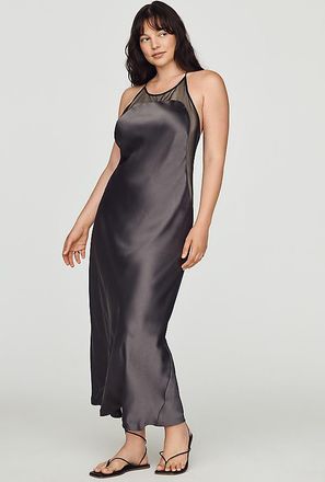 Maeve Mesh Satin Slip Dress