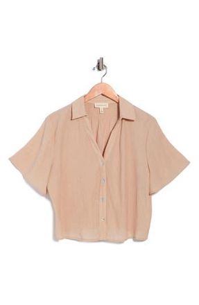 Current Elliott Short Sleeve Crop Button-Up Shirt in Wheat at Nordstrom Rack, Size X-Small