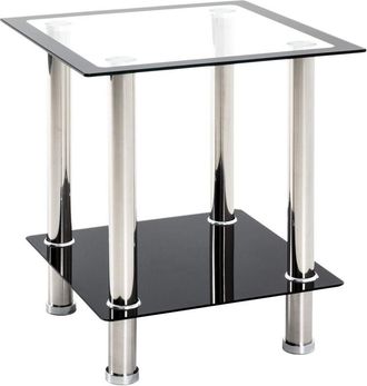 None HAKU M&ouml;bel Tavolino acciaio inox, nero, Acciaio inox, vetro di sicurezza - Dim. L 40 cm x A 46 cm x P 40 cm, Stile Moderno