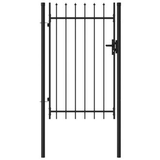 Berkfield Home Fence Gate Single Door with Spike Top Steel 1x1.5 m Black
