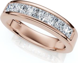 Pompeii3 2Ct TW Mens Princess Cut Diamond Channel Set Wedding Ring Gold Lab Grown