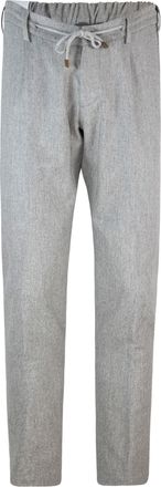 Eleventy Light Grey Melange Wool-Cashmere Pleated Casual Pants