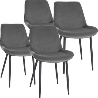 Clp Clp - Pack De 4 Sillas De Comedor Victoria En Terciopelo Gris