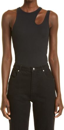 K.ngsley Gender Inclusive Romain Cutout Rib Tank in Black at Nordstrom, Size Xx-Large