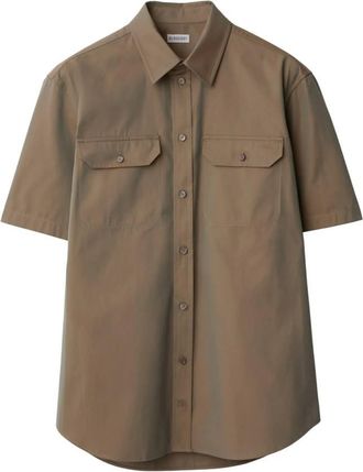 Burberry Equestrian Knight Motif Cotton Poplin Shirt, Size X-Small