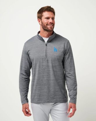 Travis Mathew Los Angeles Dodgers The Heater Top Mens Gray Quarter Zip DDR 39