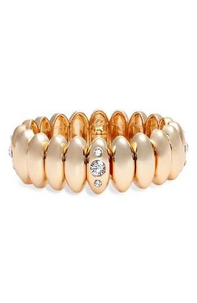 Open Edit Cubic Zirconia Stretch Bracelet in Clear- Gold at Nordstrom Rack