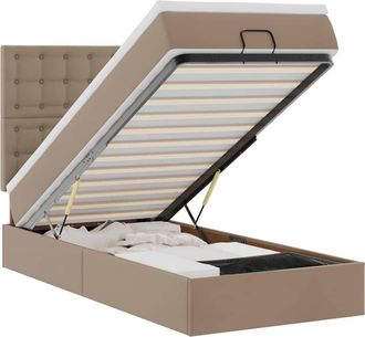 vidaXL Vidaxl Letto Pouf Con Materasso Cappucino 90x190 Cm Similpelle