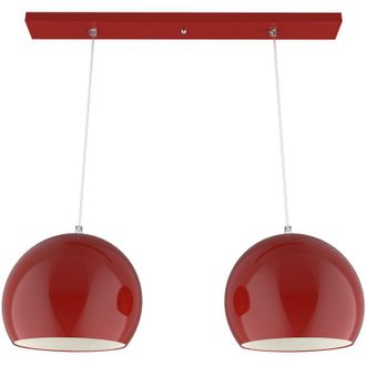 Lumicom Joe Sospensione, 2X E27, max 42W, metallo, rosso lucido/bianco, D.25cm - Lumicom