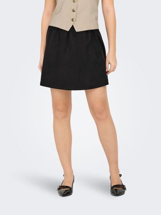 Only Minirock ONLY ONLRITA FAUX SUEDE SKATER SKIRT OTW ZL, Damen, Gr. S (36), schwarz, Web, Obermaterial: 92% Polyester, 8% Elasthan, unifarben, kurz, R&ouml;ck