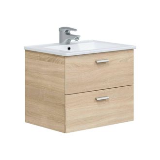 Dmora Dmora - Bajo El Armario Doksuri, Mueble De Ba&ntilde;o, Contenedor De Lavabo, Mueble Fregadero, 60x45 H50 Cm, Roble