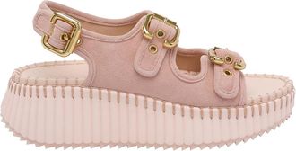 Chlo&eacute; Pink Nama Wedge Sandals
