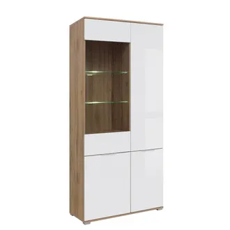 Petits Meubles Vitrina 4 puertas estratificado Blanco marr&oacute;n