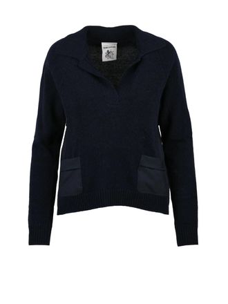 Semicouture Asymmetric Knit Sweater with Layered Design and Dual Pockets