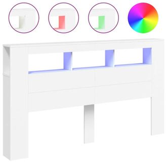 Berkfield Home LED Headboard White 180x18.5x103.5 cm Engineered Wood