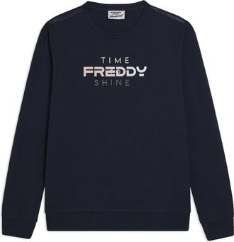 Freddy Felpa Girocollo con Logo FREDDY e Slogan Time Shine