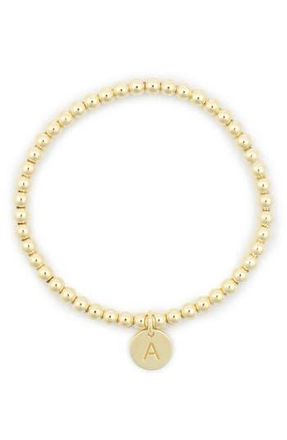 Meshmerise Initial Charm Ball Stretch Bracelet in Yellow-A at Nordstrom Rack