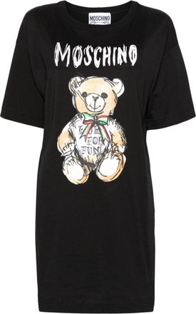 Moschino Teddy Bear-print T-shirt dress - women - Cotton - 38 - Black