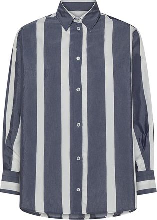 Cruna Grey Wide Vertical Stripe Button-Up Shirt