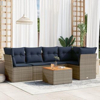 vidaXL Set De Muebles De Jard&iacute;n 8 Pzas Y Cojines Rat&aacute;n Sint&eacute;tico Negro Vidaxl