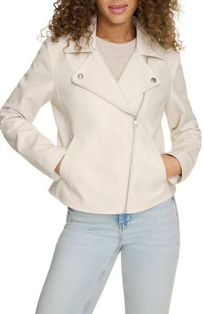 Levi's Womens Essential Faux Leather Moto Jacket in Oyster at Nordstrom, Size X-Small