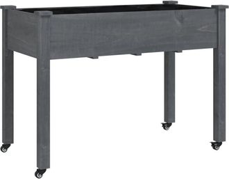 vidaXL Vidaxl - Jardinera con ruedas y forro madera de abeto gris 118x59x80 cm
