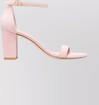 Stuart Weitzman block heel open toe suede sandals