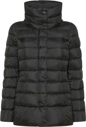 Peuterey Zwarte korte donsjas met hoge kraag - Dames - Gewatteerde jassen - Zwart - S - Polyester - Jassen